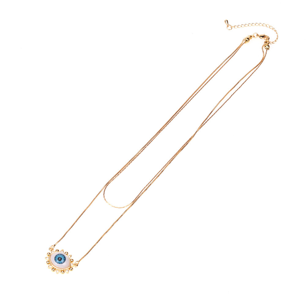 devilu0027s eye resin pendant double layered copper necklace wholesale nihaojewelry