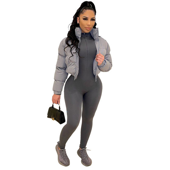 Amazon wish AliExpress autumn and winter explosions ladies cotton-padded jacket European and American short zipper cotton-padded jacket coat in stock