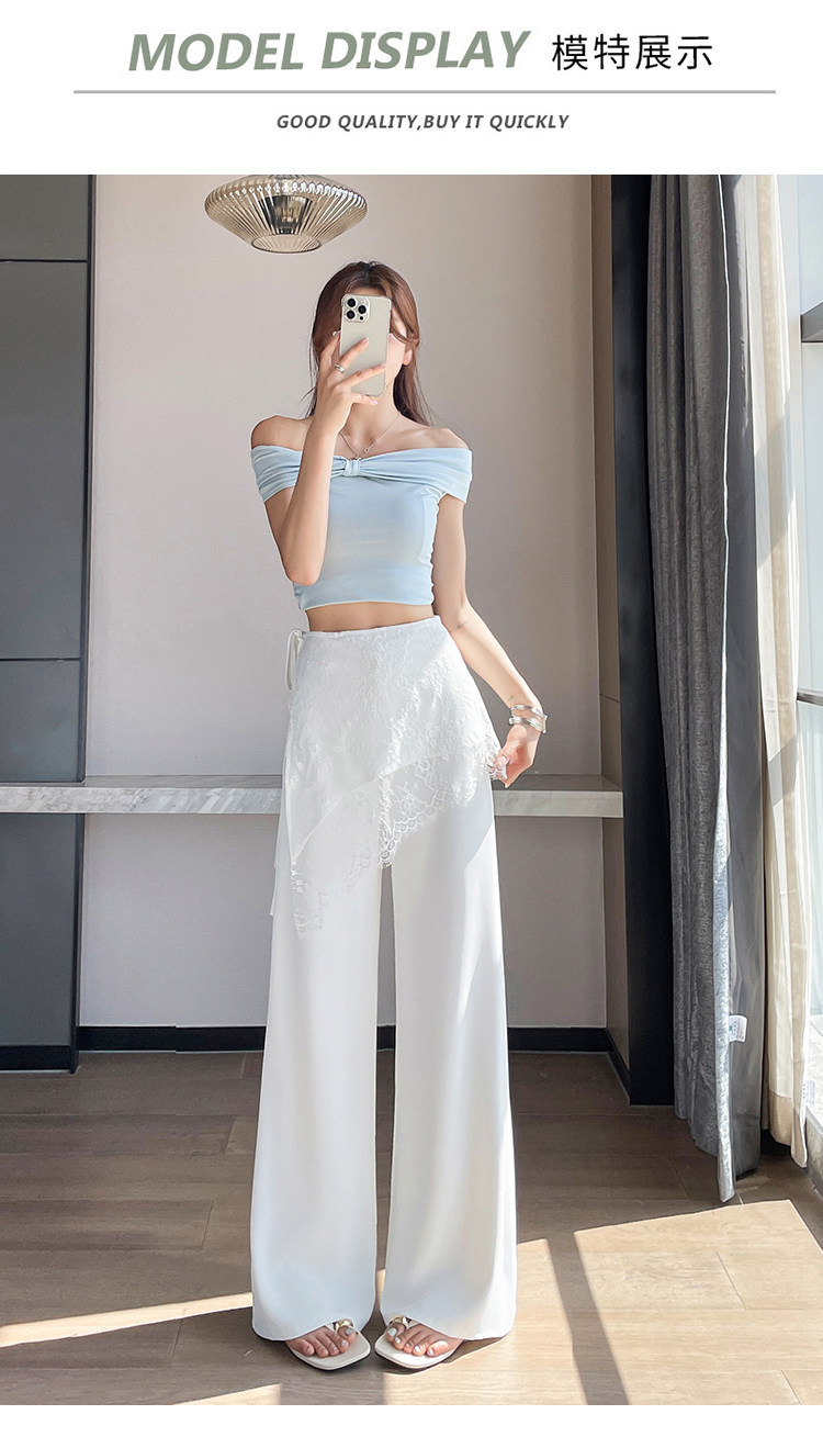 Quần culottes nữ ống rộng cạp cao ren eo phong cách Hàn Quốc — màu đen chi tiết 23