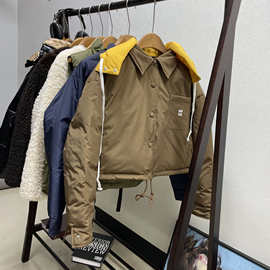 秋冬新款字母刺绣连帽短裤羽绒服外套女装