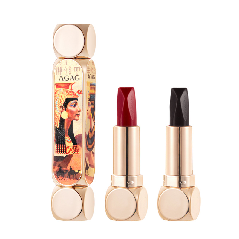 AGAG Magic 6 colores un lápiz labial de seis colores doble tubo de niebla mate no es fácil de quitar el maquillaje de maquillaje