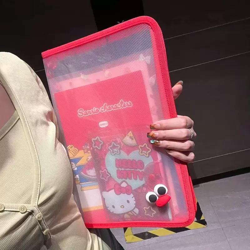 多巴胺透明A4文件袋大容量可装课本拉链式学生手提加厚防水收纳袋