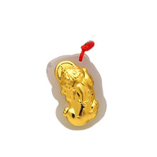 2026新款足金白玉吊坠佛貔貅如意金镶玉挂坠 招财开运男女款项链