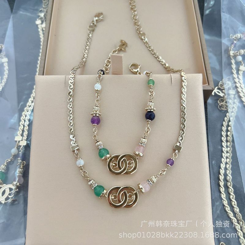小香项链25新款香家双c多宝石项链法式简约锁骨链香奶奶气质项饰|undefined