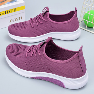 Spring and Autumn New Old Beijing Cloth Shoes Women's Shoes Fly-woven Breathable Thin Sports Shoes Soft-soled All-match Casual Moms Shoes