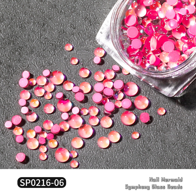 Joyería de uñas caliente mezclada sirena cuentas mágicas plana redonda cristal Aurora cuentas de cristal joyería de uñas diamante