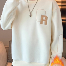 加绒卫衣男士秋冬季新款潮牌加厚圆领长袖T恤奥粒绒保暖内搭上衣