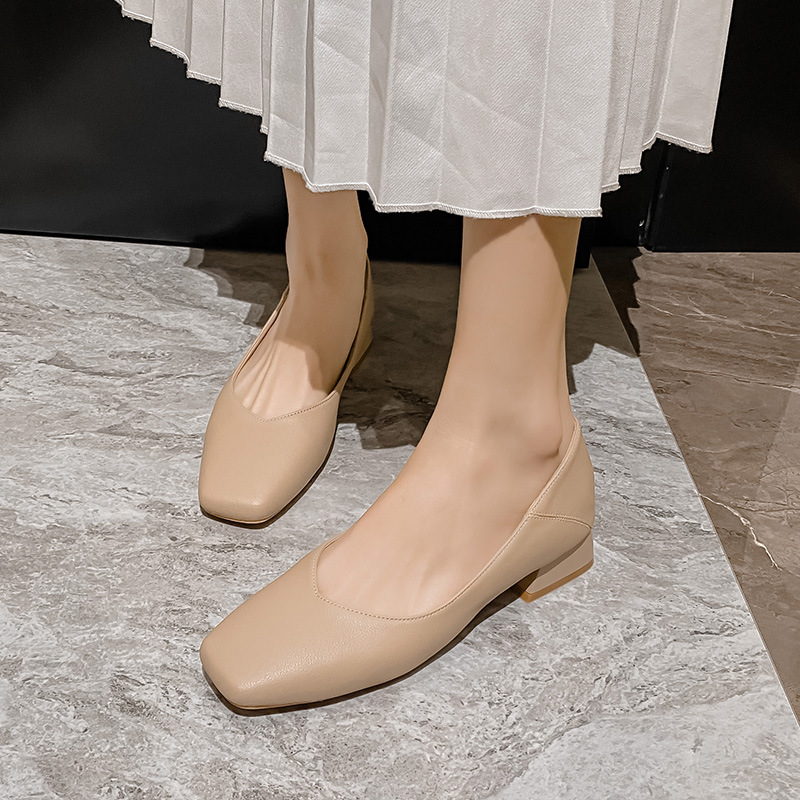 2025 Spring High Heels Chunky Heel Women's Casual Soft Shallow Mouth Granny Commuting Professional Square Toe Single_vogvips.com