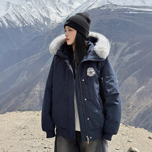 大毛领棉服女2025冬季新款派克韩版宽松棉衣加厚保暖棉袄外套女装