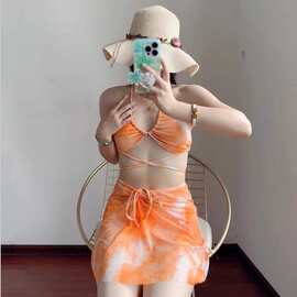 旗鱼欧美时尚新款高端多色印花三件套比基尼BIKINI分体性感女泳衣