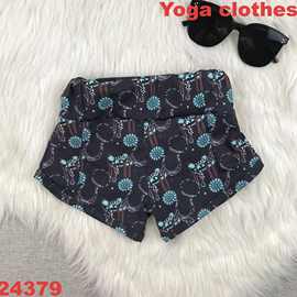 欧美精品店童装外贸批发女孩绿宝石印花新款西部风格瑜伽短裤