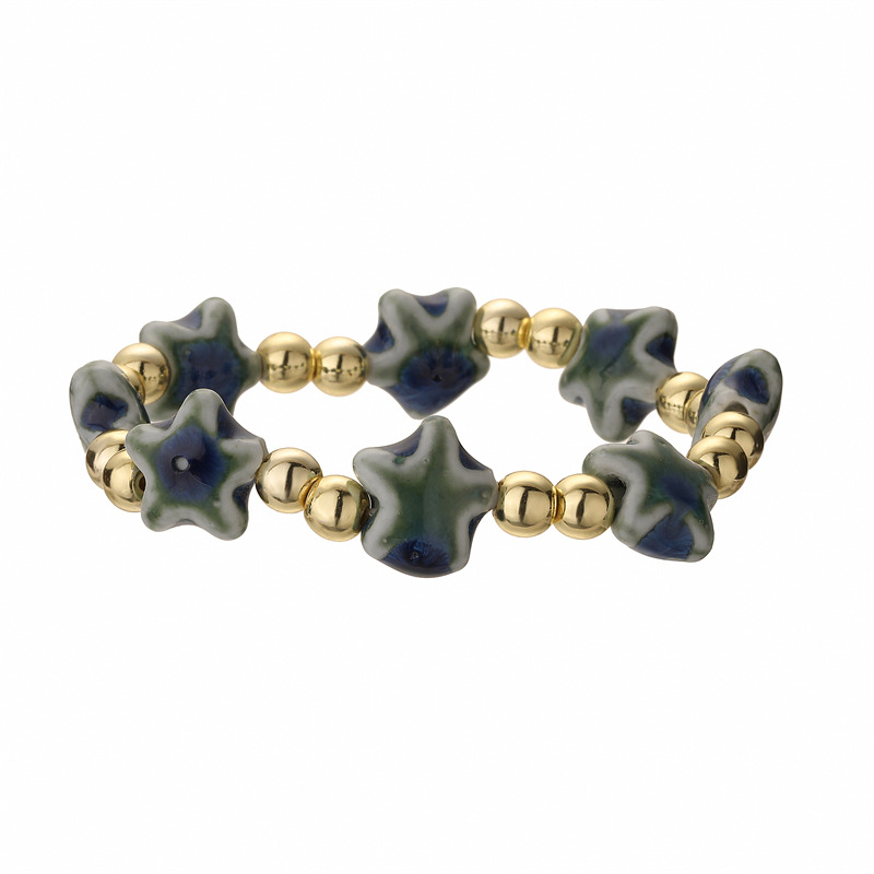 Creativo nuevo color estrella pulsera de cuentas de cerámica niña novia regalo pequeño cuentas de cobre pulsera con cuentas punto de fábrica