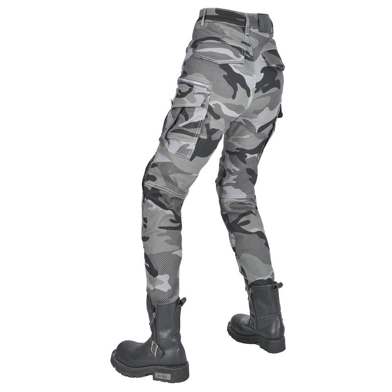 Volero motocicleta jeans Caballero de las mujeres casual retro camuflaje cintura alta transpirable motocicleta equitación anti-caída pantalones