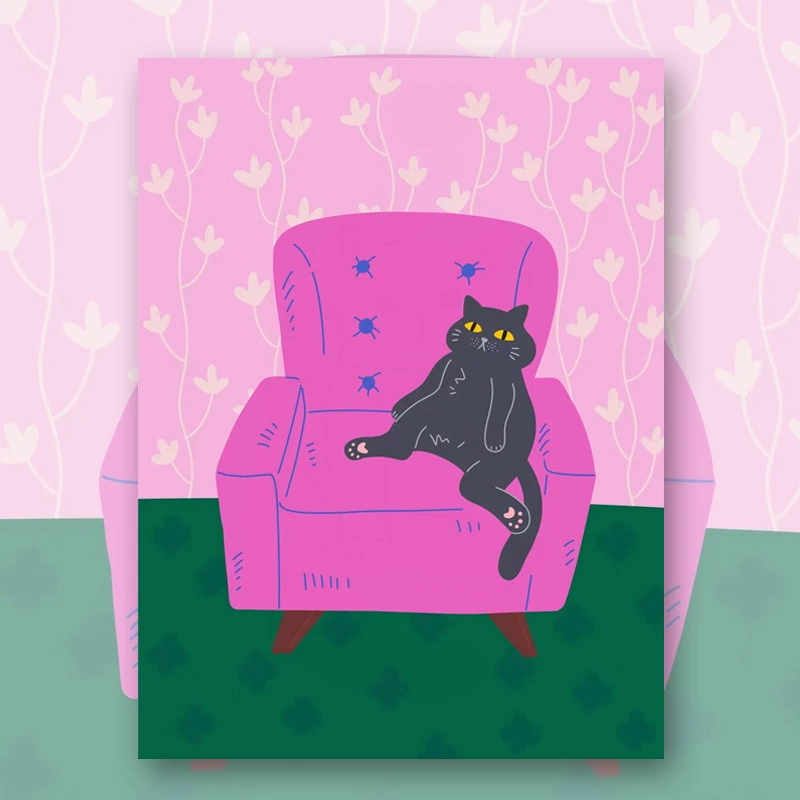 Масляная картина на холсте Meow Star Decper-up, минималистичное аниме, несколько размеров постера