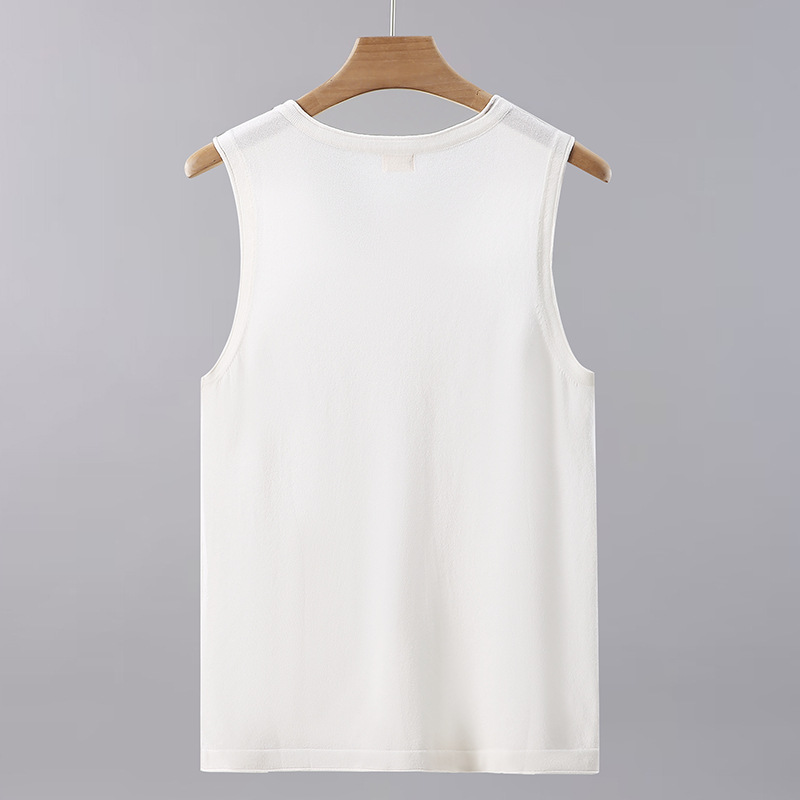 Αθλητικό γιλέκο ανδρικό καλοκαιρινό, μοντέρνο Instagram λευκό μονόχρωμο αμάνικο μπλουζάκι γυμναστικής με κοντό μανίκι_voghion.com