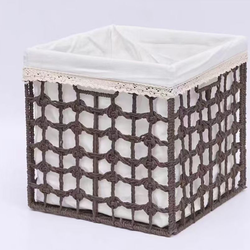 Cesta de almacenamiento de calabaza de agua tejida a mano imitación de vid, cesta de almacenamiento de algas plegable de gabinete de cuadrícula, cesta de almacenamiento