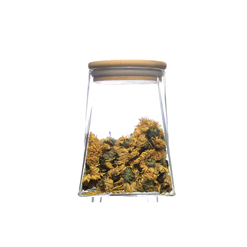 Tarro sellado de vidrio cuadrado jarra de almacenamiento de alimentos de cocina irregular tarro de almacenamiento de granos de café tarro de té trapezoidal