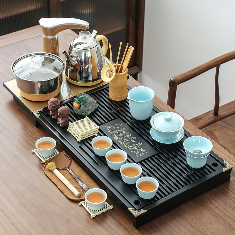 茶器セット家庭用全自動セット工夫茶杯紫砂茶道オフィス一体茶台実木茶盤|undefined