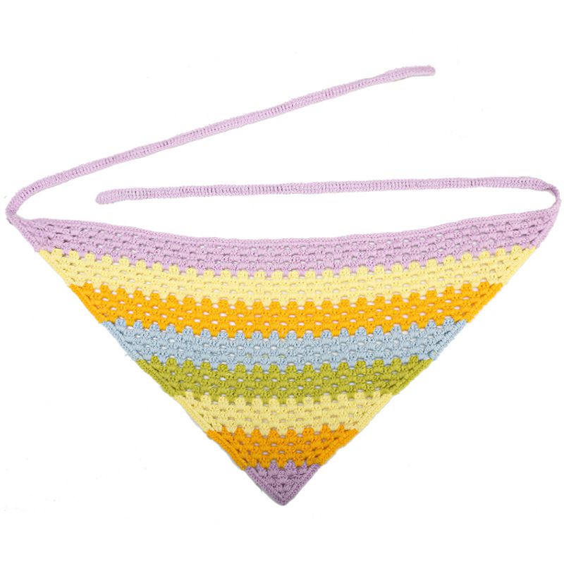 Francia cereza toallas triangulares mujeres primavera y otoño viajes padres-hijos gancho de punto flores hueco pañuelo de arte correa de pelo gorro