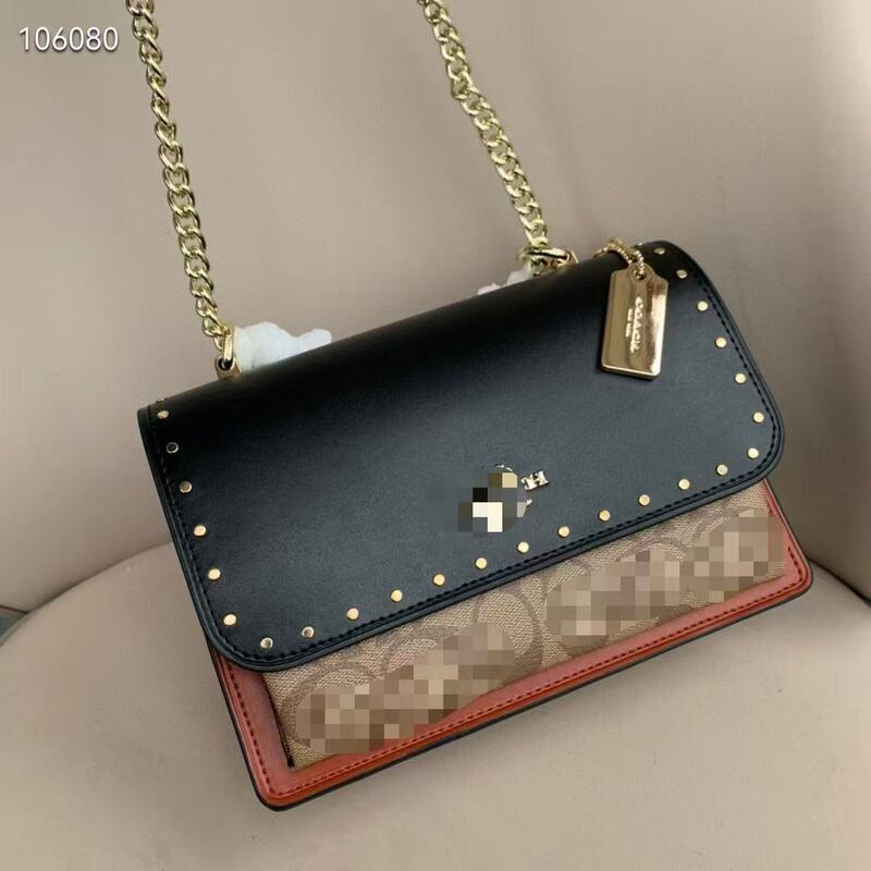 New Women's Bag Klare Chain Accordion Bag Rivet Print Stitching Single Shoulder Crossbody Flap Small Square Bag