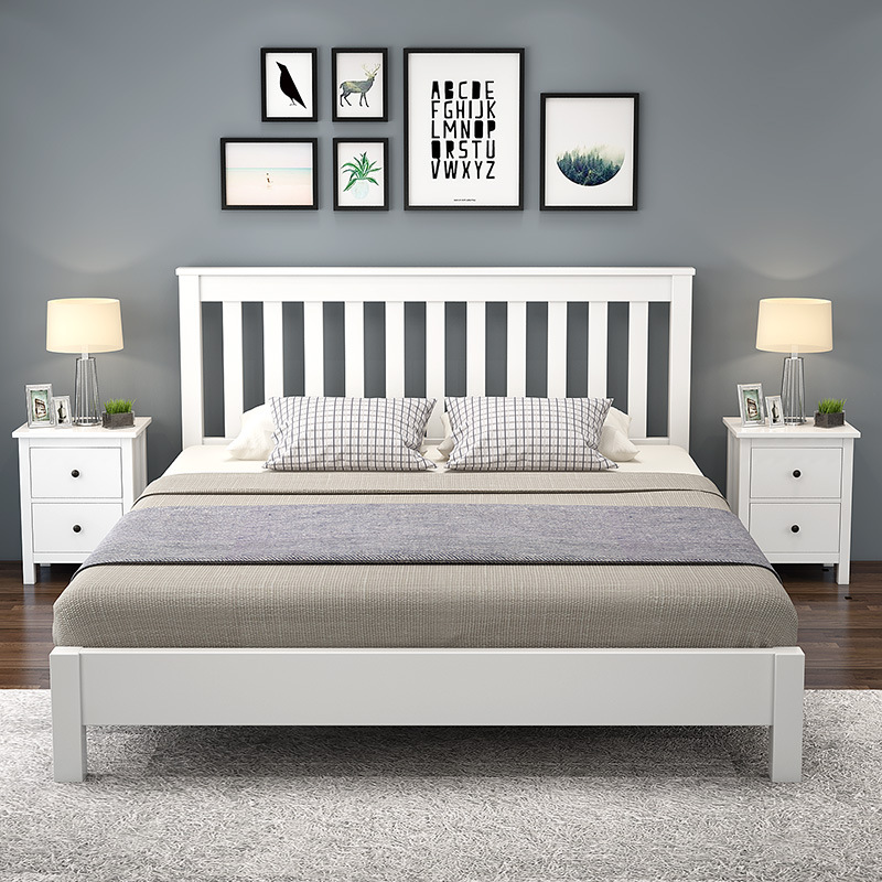 床现代简约白色铁艺床双人床加固加厚北欧1.5米1.8儿童单人包邮床