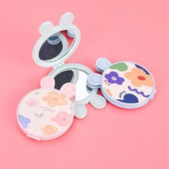Double-sided flip-up small student mirror, cute cartoon portable girl's dressing mirror, folding portable mini makeup mirror
