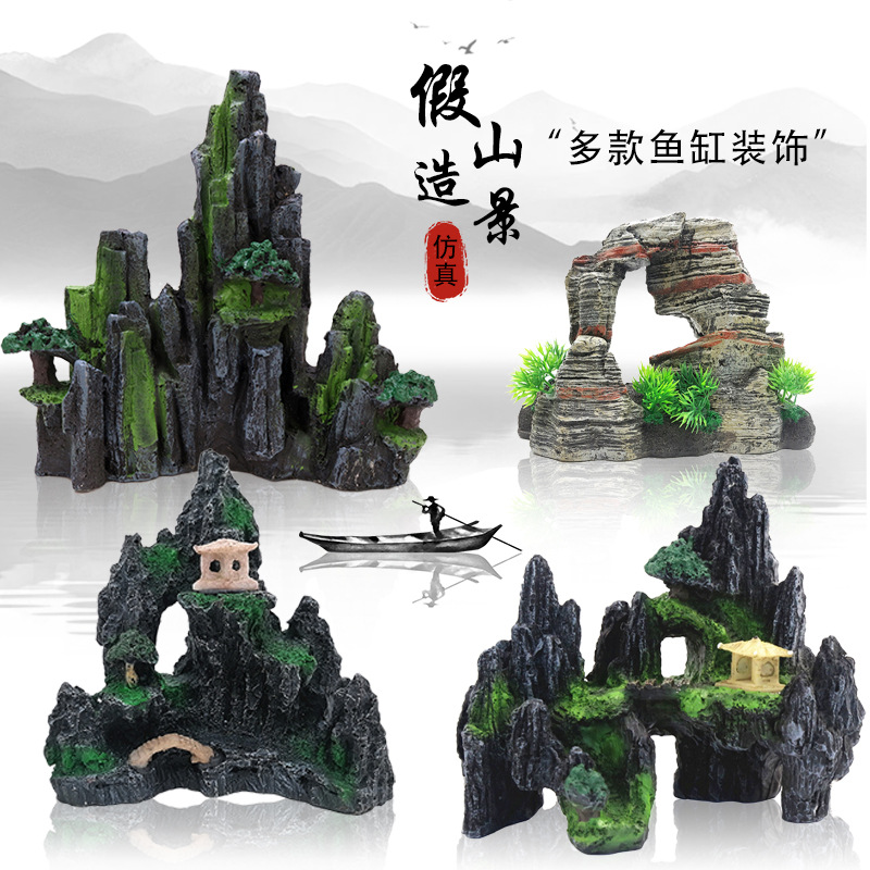 Resina artificial decoración de rocalla pescado Camarón cangrejo escape cueva acuario paisaje decoración crawler piedra falsa Decoración