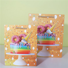 貼片3D白卡生日手提紙袋子立體感包裝紙袋節日慶生蛋糕店禮物袋