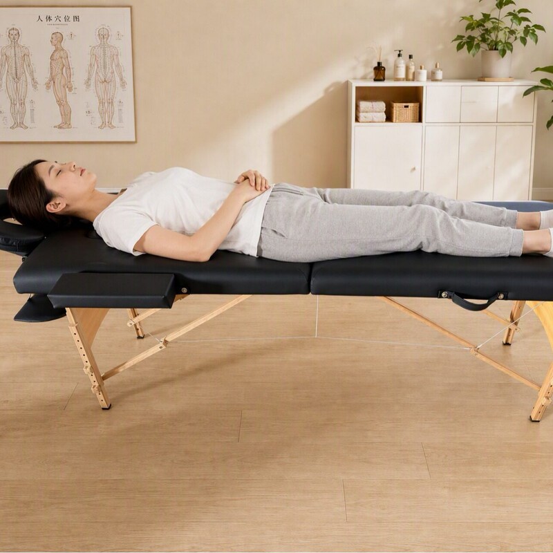 Solid Wood Folding Massage Bed, Dedicated for Beauty Salons, Foot Massage Bed, Simple Portable Eyelash Tattoo Bed
