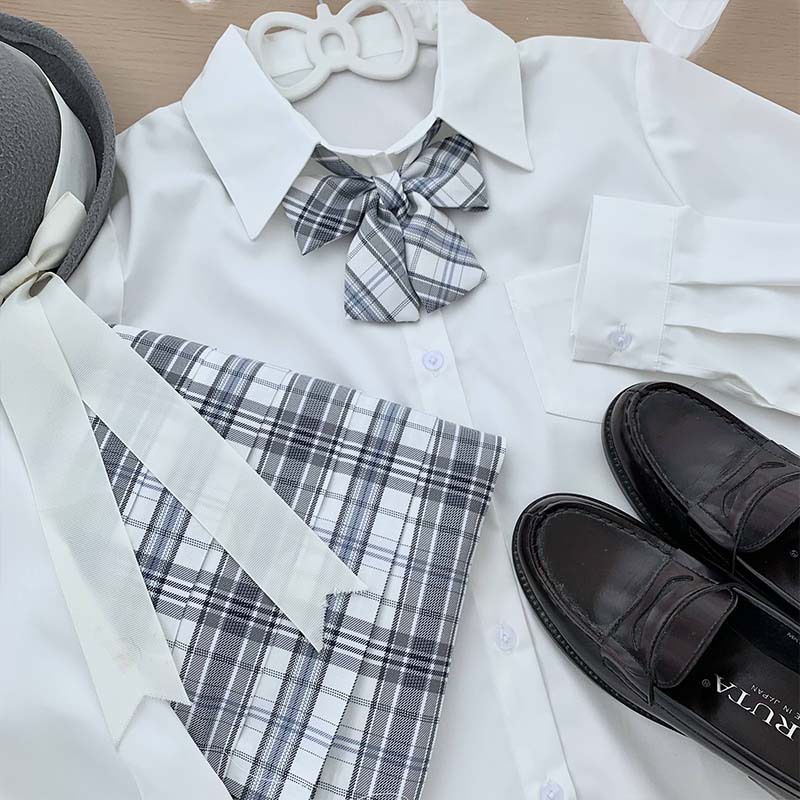 (2개) XIAOBAI 반팔 JK 셔츠 여성 가을 ??교복 일본식 교복 감각 반팔 코너 셔츠 여성 여름 시원함