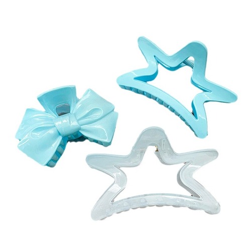 Jelly Star Bow Hair Clip Summer Shark Hair Clip Acrylic Hair Accessory Large Size Summer Blue New Arrival