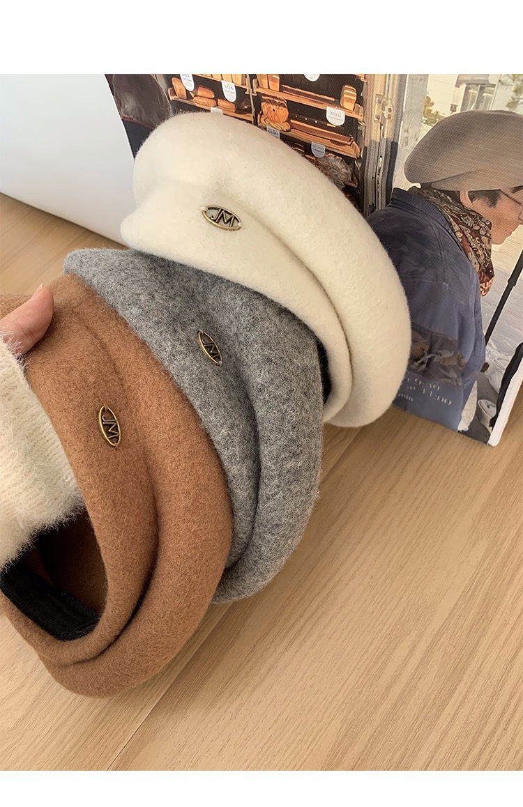 Wool Beret For Women White Raspberry Pink Autumn Winter Painter Hat_voghion.com