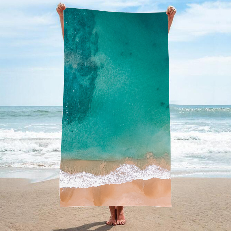 Shengchun Toalla de playa de terciopelo de doble cara absorbente de secado rápido Toalla de baño toalla cuadrada de microfibra de impresión digital transfronteriza de comercio exterior