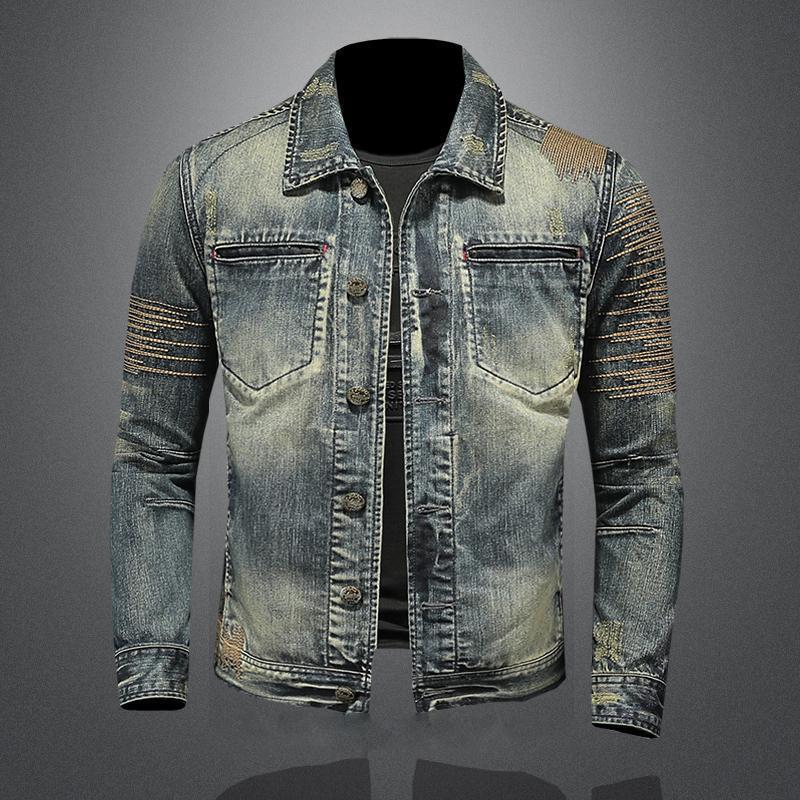 2024 Spring and Autumn New Denim Jacket Men's Washed Denim Short Casual Slim Fit Jacket Men's Retro Style