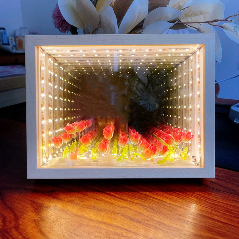 Creative three-dimensional mirror light painting abyss mirror night light multi-layer mirror photo frame DIY handmade gift material package Creative three-dimensional mirror light painting abyss mirror night light multi-layer mirror photo frame DIY handmade gift material package