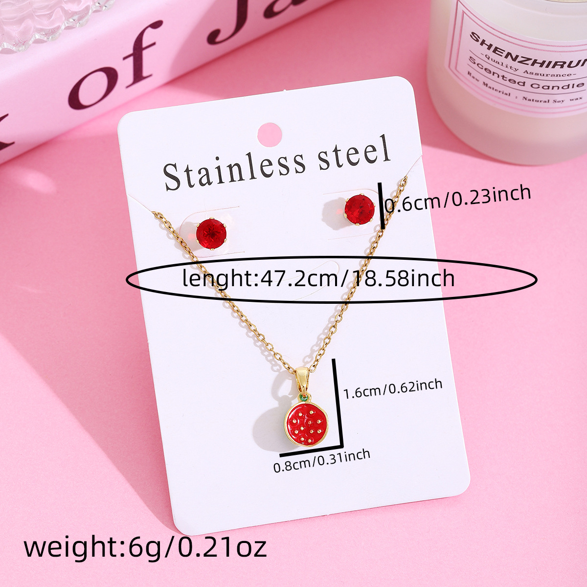 Wholesale Jewelry Sweet Cherry Strawberry 304 Stainless Steel Plating Jewelry Set Cable Chain display picture 1