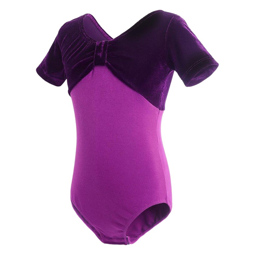 Traje de baile para niños Traje de baile de práctica de verano Traje de ballet para niñas Traje de terciopelo de manga corta Traje latino