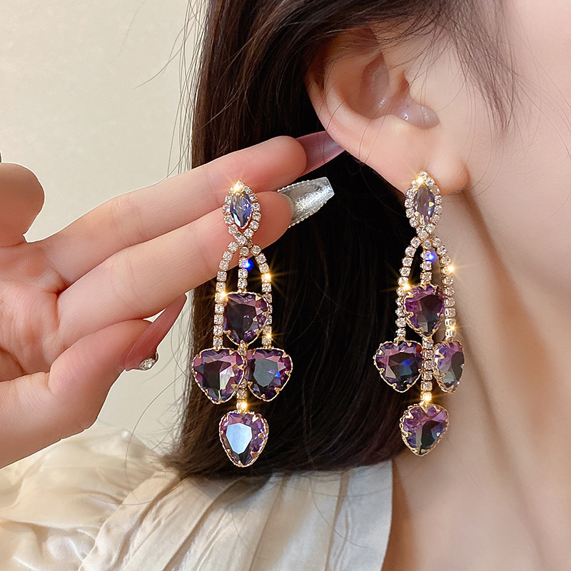 1 Pair Glam Luxurious Lady Flower Butterfly Copper Inlay Zircon Drop Earrings display picture 1