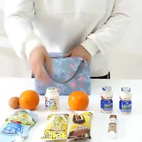 New fashionable zipper portable thermal bag, cartoon waterproof lunch bag for women, lunch bag with aluminum foil insulation