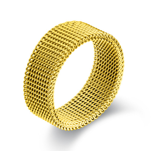 Cross-border stainless steel mesh ring 8MM high quality fashionable men's ring three-color mesh titanium steel ring does not fade