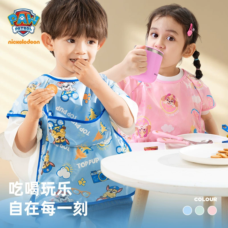 Children's protective eating bib, waterproof drawing apron for early age, with pocket