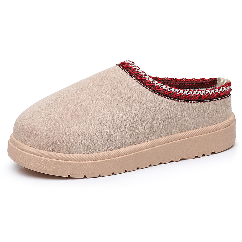Pantuflas de algodón para uso doméstico en invierno, estilo femenino, forradas de felpa y gruesas, cálidas y cómodas, tipo pantuflas de algodón sin cordones.