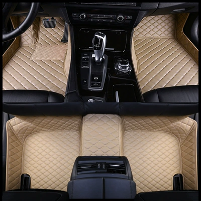 Cross-Border Foreign Trade Car Floor Mats, Modelə uyğun ayaqaltı - five-seat-double-layer-floor-mats-beige