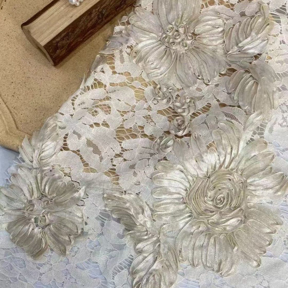 Flower hollow embroidery lace mesh fabric cheongsam dress women's dress fabric new factory wholesale