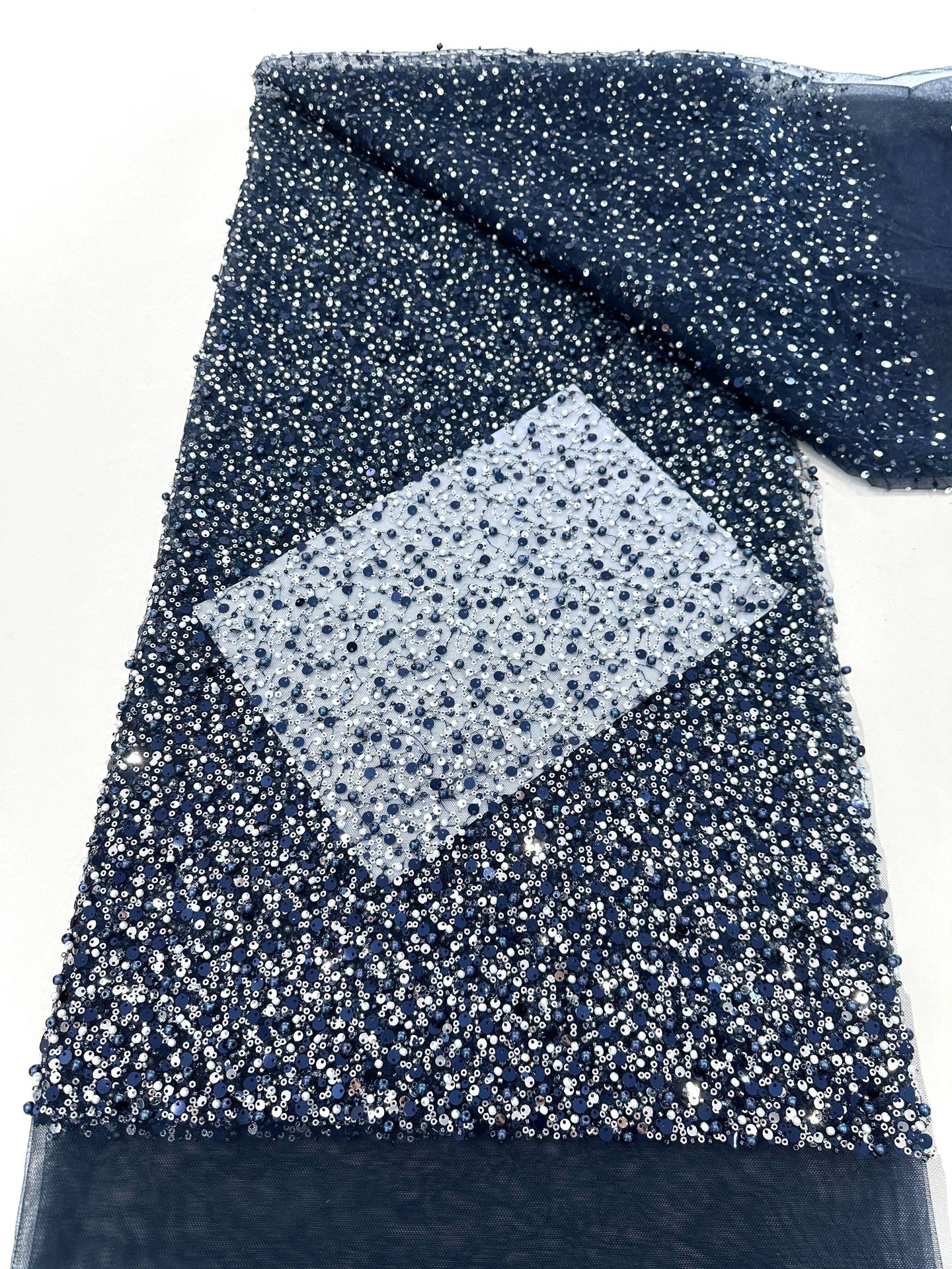 Ventas transfronterizas de tela de perlas de sequilla de moda de ropa de moda de vestido de noche de boda de perlas de tela bordada de tubo