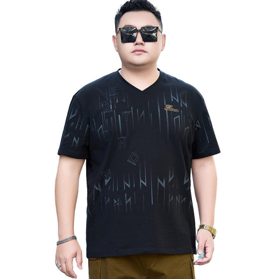 Summer New Men's Short-sleeved T-shirt Extras Large Size Casual Printed Thin Short-sleeved Round Neck T-shirt for Young and Middle-aged Men