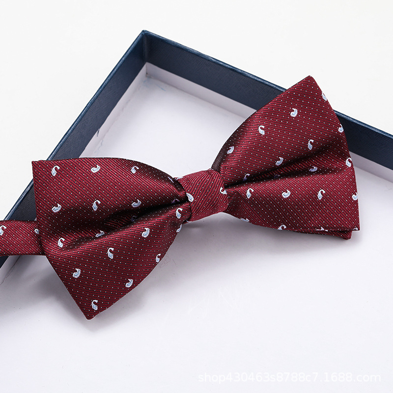 버건디 화이트 캐슈 나비넥타이