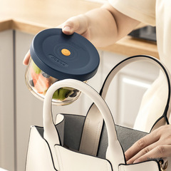 Lebo transparent stackable wide-mouth glass food storage bowl picnic box fruit sealing glass bowl