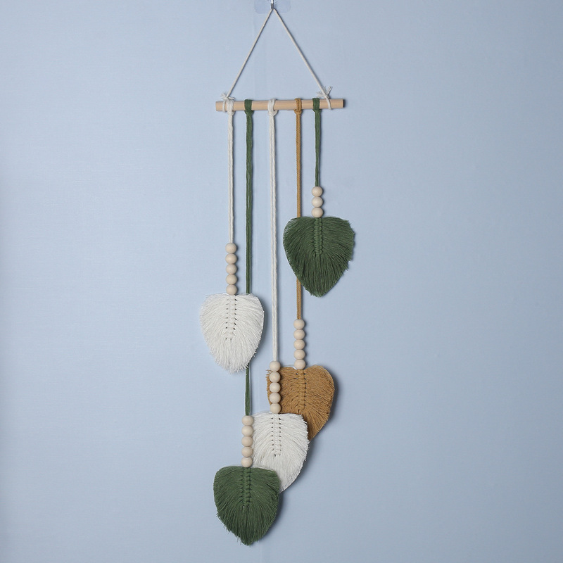 Nordic Leaf Hand-woven Tapestry Small Fresh Room Renovation Wall Decoration Pendant Homestay Background Wall Wall Hanging