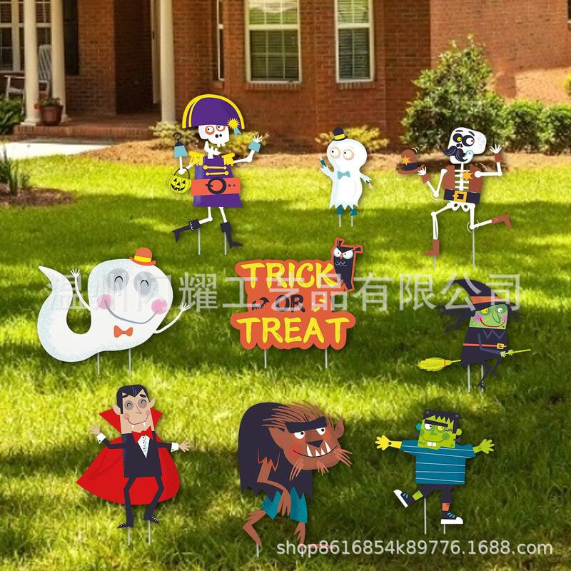 Cross-Border Hot Selling Pp Plastic Hollow Board Billboard Hollow Board Halloween Party Lawn Courtyard Insert